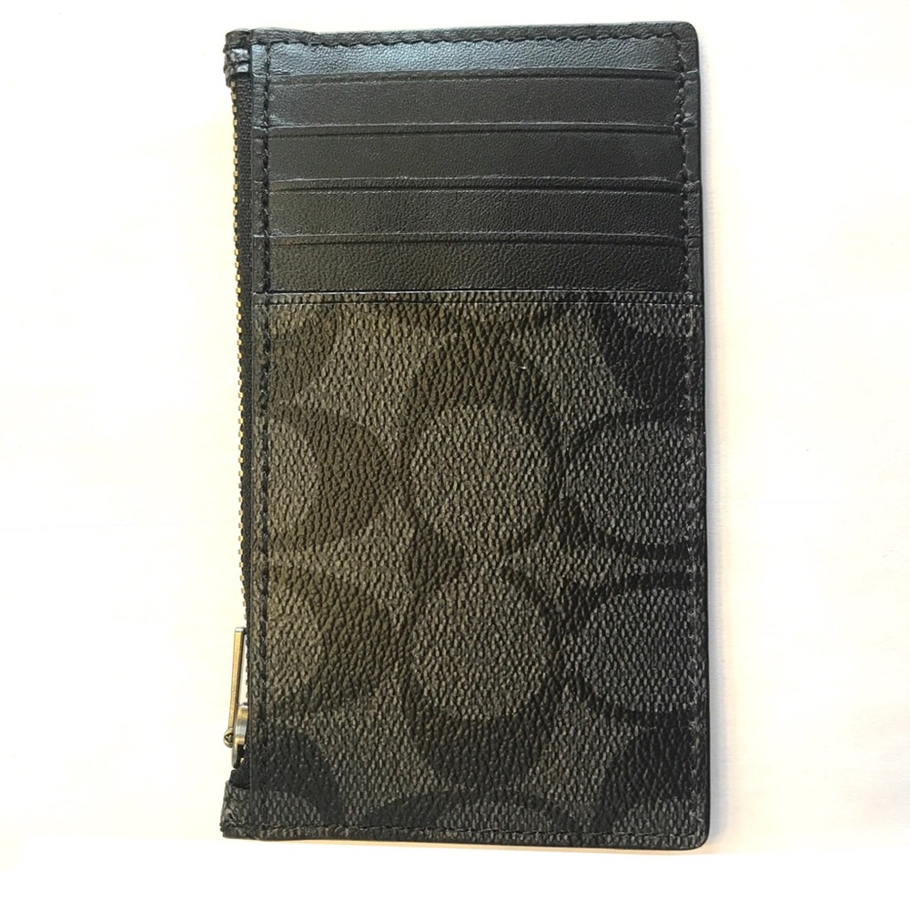NWT Coach Zip Card Case Signature Monogram Canvas